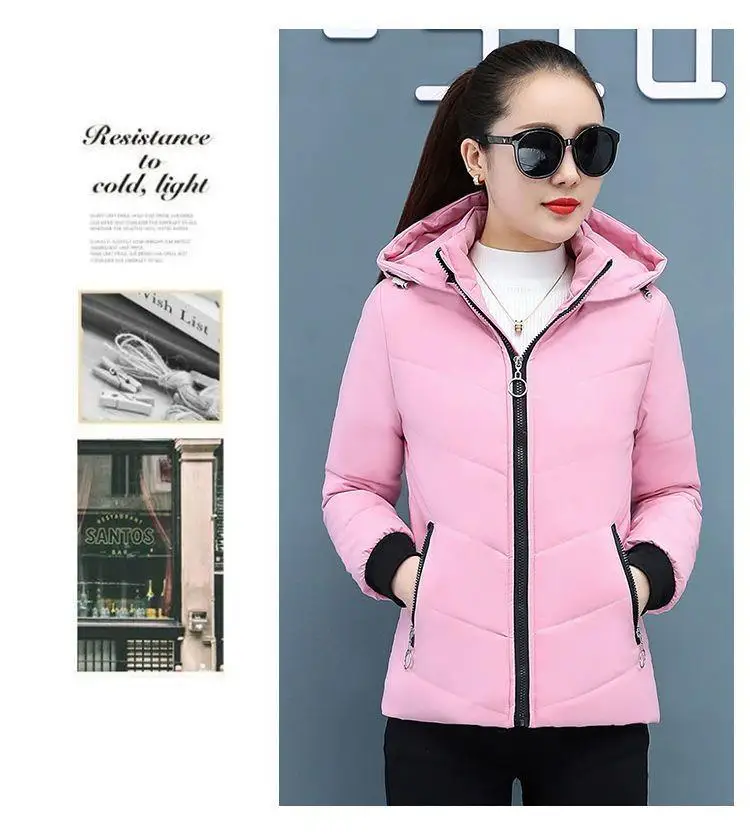 Women'S Short Winter Lambswool Down Cotton Jacket 2025 New Plus Velet Warm Cotton Coat Korean Loose Hooded Parkas Outerwear
