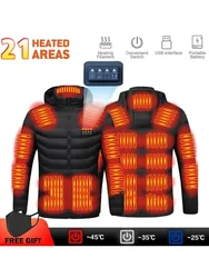 19 Areas Heated Jacket USB Men's Heating Jacket Women's Warm Vest Heated Vests Coat Hunting Hiking Camping Autumn Winter Male