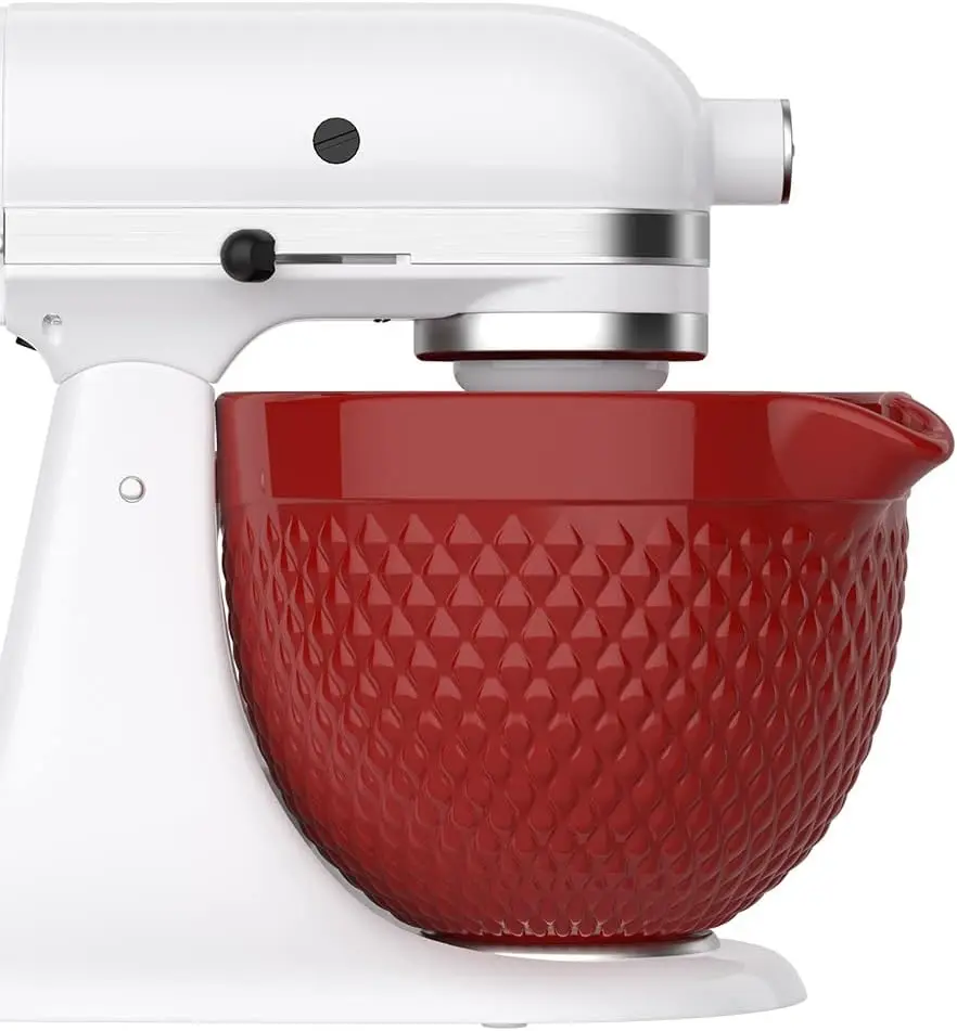 KitchenAid, Kitchen, Kitchenaid Stand Mixer Red White Stripe 5qt Ceramic  Mixing Bowl With Spout