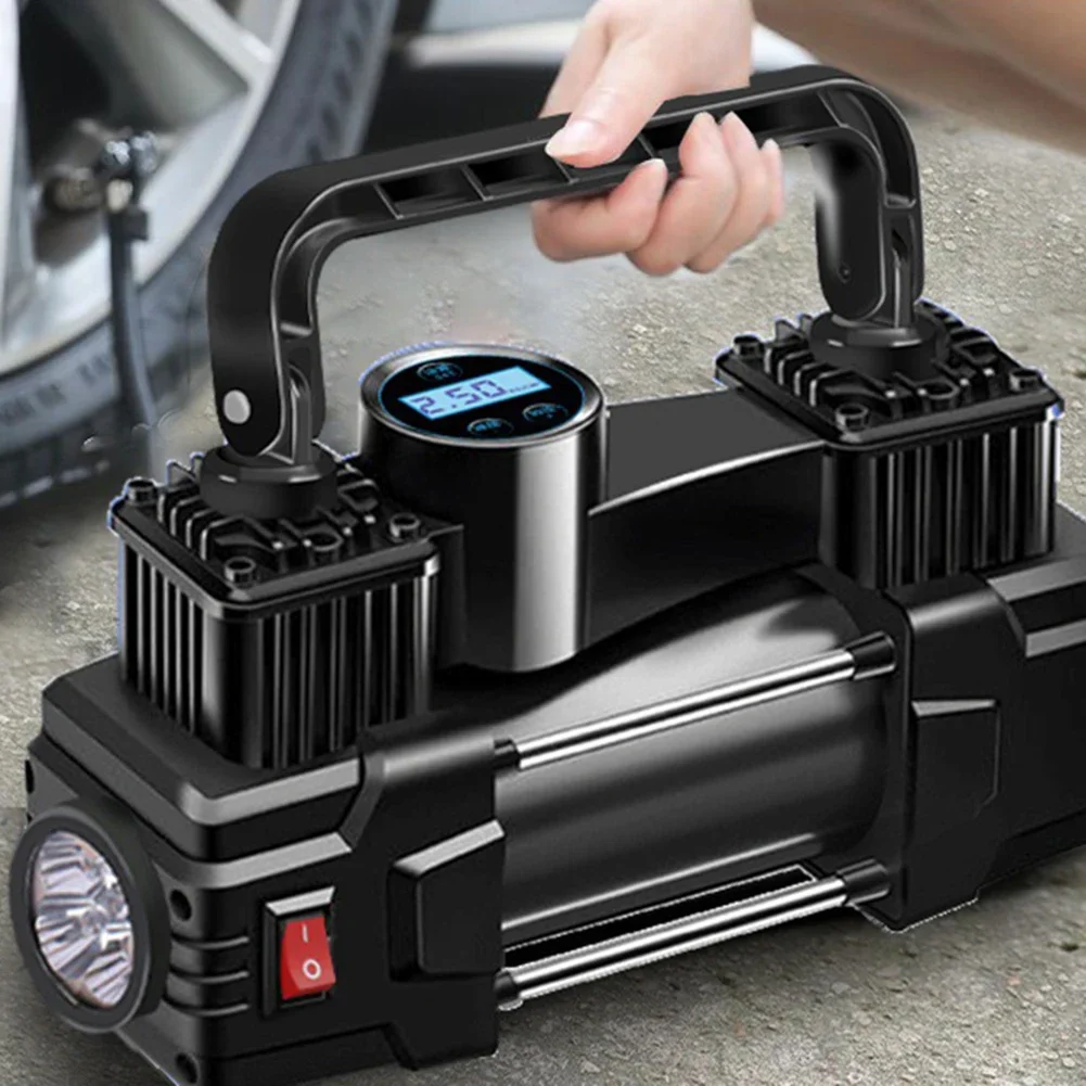 12V 150PSI Heavy Duty Tire Inflator with Pressure Gauge Portable Metal Air Compressor one Cylinder Air Pump with Light