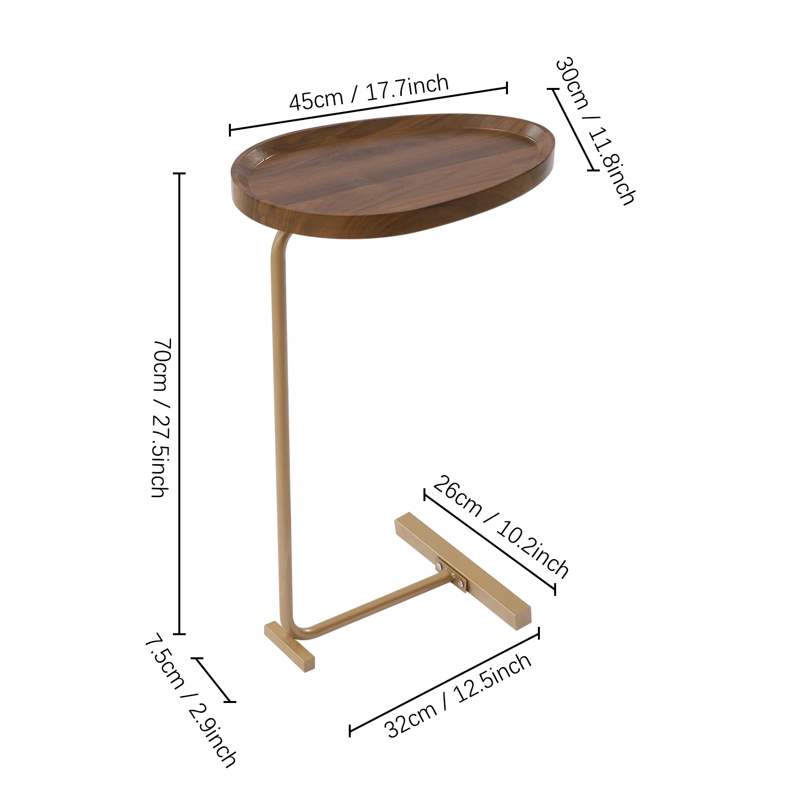 End Table Walnut Color Coffee Table Sofa Side Couch Snack Coffee Desk Laptop Desk PC Sofa