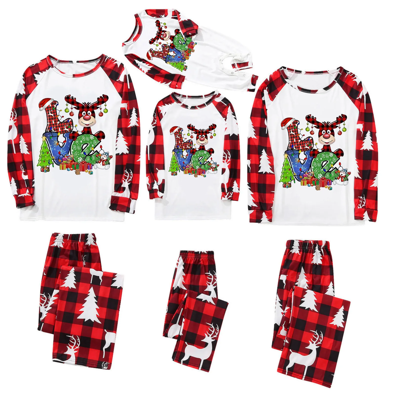 thumbnail image 1 of Nuevos pijamas navideños 2024, moda familiar, estampado de letras de dibujos animados navideños, conjuntos familiares a juego, vacaciones, ropa para madres, niños y bebés, 1 of 5