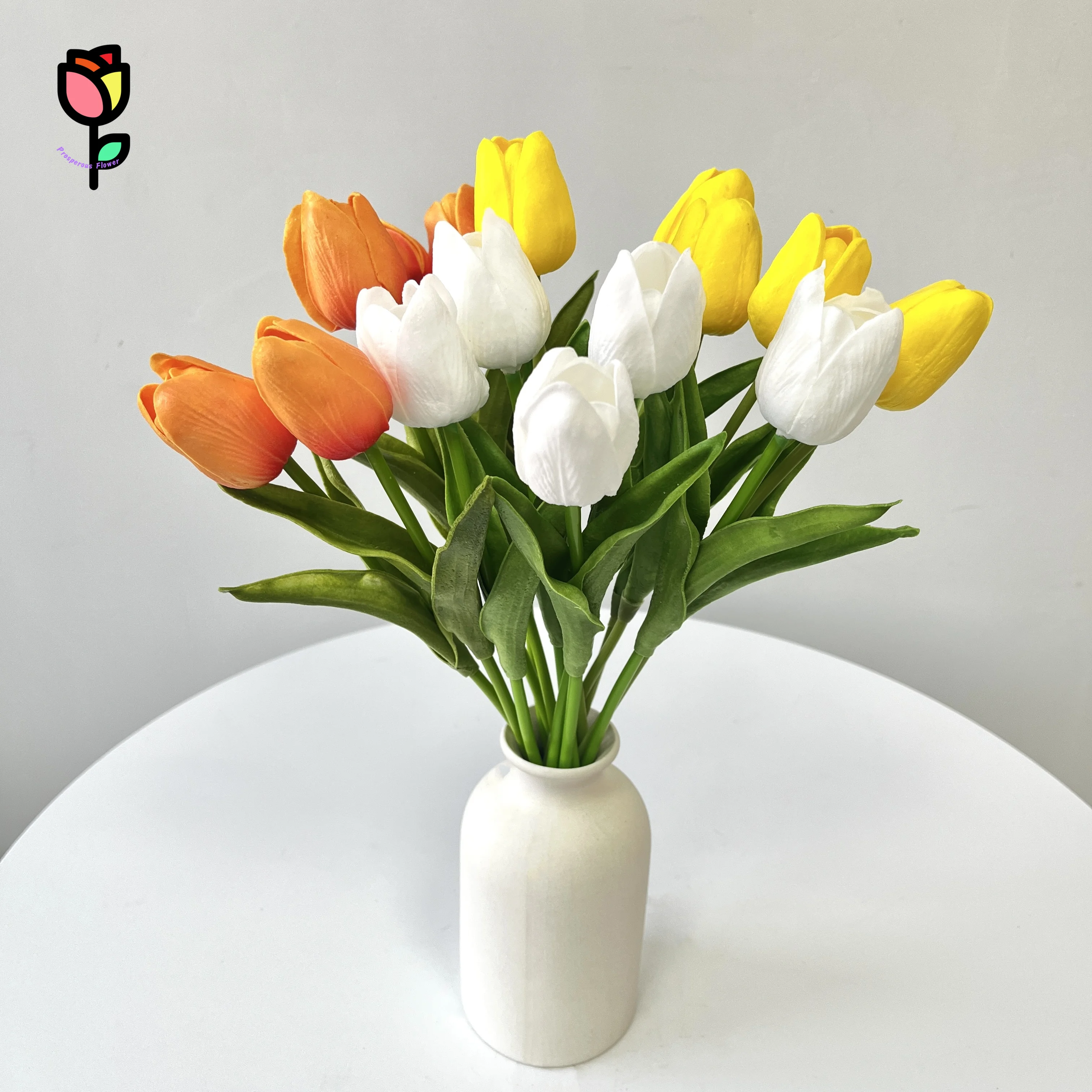 

15pcs Artificial Tulips Flowers Three Colors mixed Bouquet Home Decoration Faux Real Touch Tulip Vase Decor Photography Props