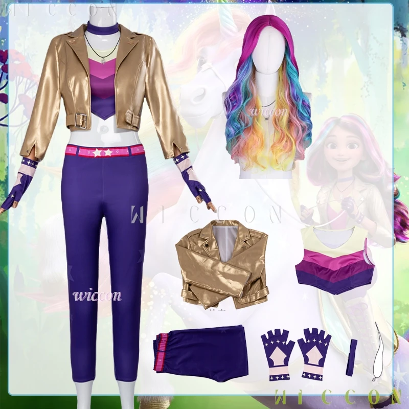 Uniformi dell'Accademia Unicorno Fantasy, Costume e Parrucca Sophia Cosplay, Pantaloni Stile Mendoza per Cosplay TV, Festa di Halloween - immagine 2