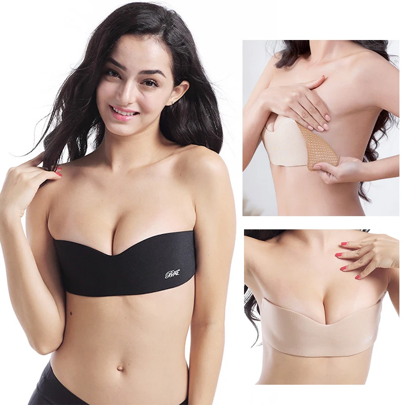 

Invisible Push Up Bra Strapless Bras Silicone Self Adhesive Bras Nipple Cover Sexy Big Breasts Gathered Bralettes Bridal Wedding