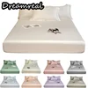 3pcs/set 100% Bamboo Bed Sheet Set 1pc Elastic Fitted Sheet 2pcs Pillowcase Cooling Bedsheet Bed Linen Anti-Slip Mattress Cover 1
