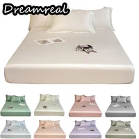 3pcs/set 100% Bamboo Bed Sheet Set 1pc Elastic Fitted Sheet 2pcs Pillowcase Cooling Bedsheet Bed Linen Anti-Slip Mattress Cover 1