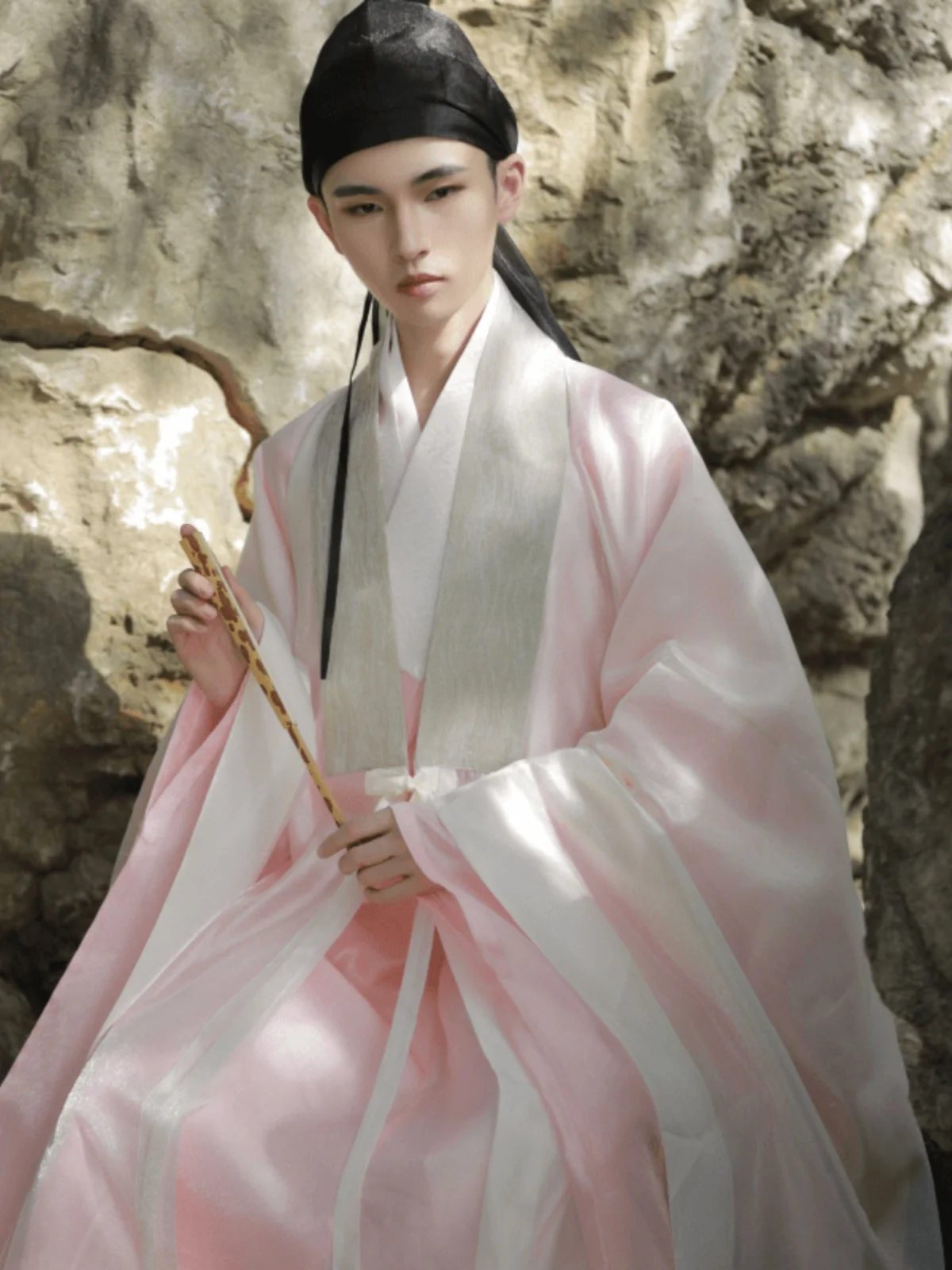 Ming Dynasty hanfu cloud pattern yarn fabric cloak with large sleeves can be paired with Taoist robe long shirt for spring