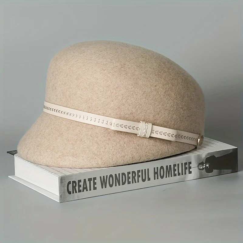 Cotton Newsboy Cap Wool duckbill hat for children's autumn and winter newsboy hat retro fashion versatile equestrian beanie