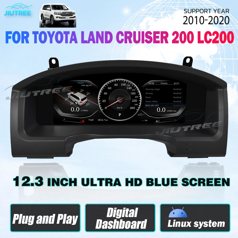 

12,3 inch Car Digital Dashboard Panel For Toyota Land Cruiser 200 LC200 2007-2020 IPS LCD Instrument Cluster Electronics Display
