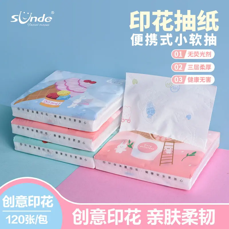 8 Packs Cute Cartoon Handkerchiefs Paper Portable Small Virgin Wood Pulp Facial Tissues Napkins Household Outdoor Paper Towels