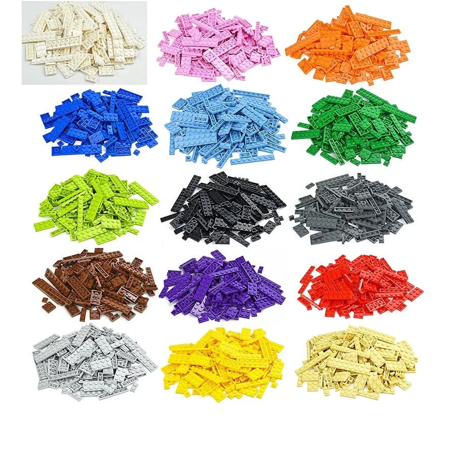 100Pcs 대량 부품 얇은 벽돌 12 크기 혼합 15 색 빌딩 블록 피규어 MOC 모델 교육 건설 장난감 아이 선물