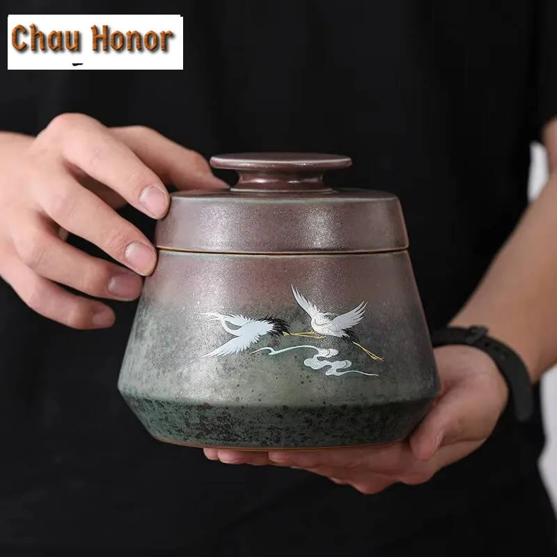 Large Ceramic Tea Containers Handmade Coarse Pottery Tea Containers Sealed Cans Tea Storage Warehouse Ceramic Jar Tea Container