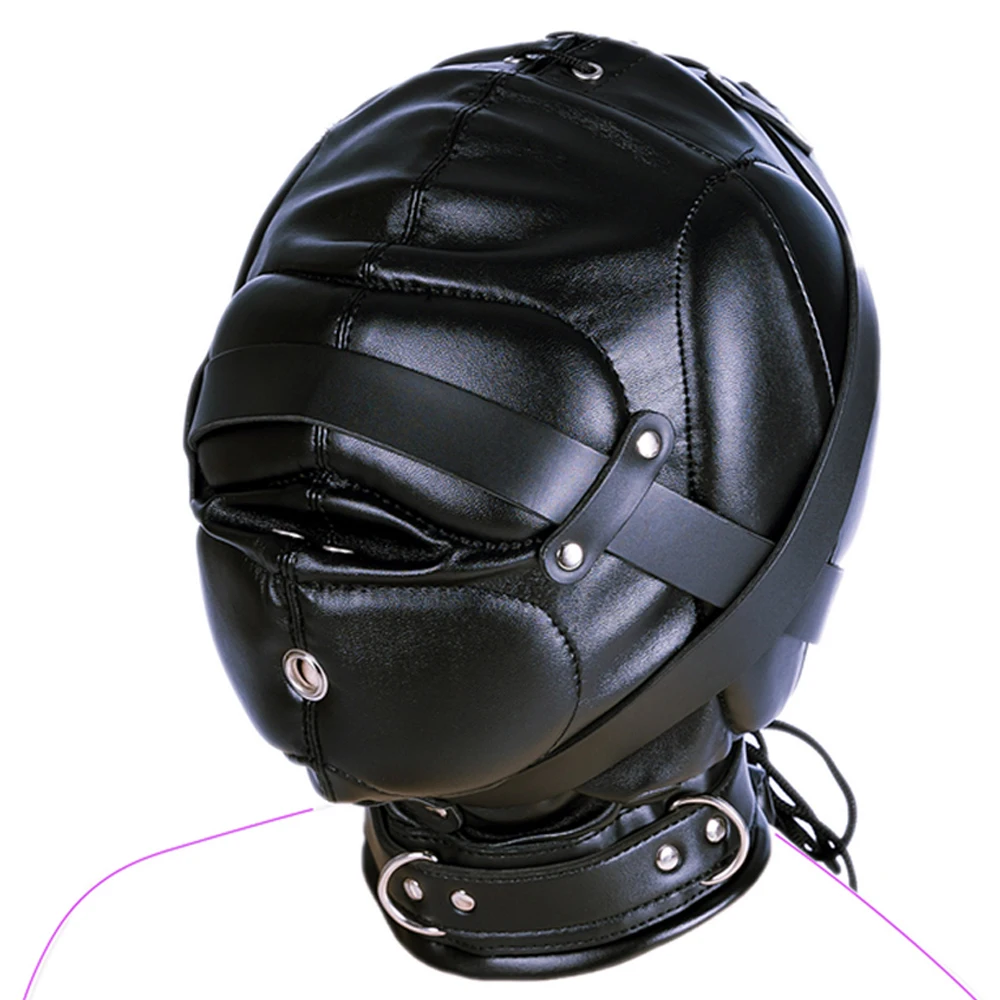 Bondagemasker met afsluitbare pluche handboeien voor koppels_voghion.com