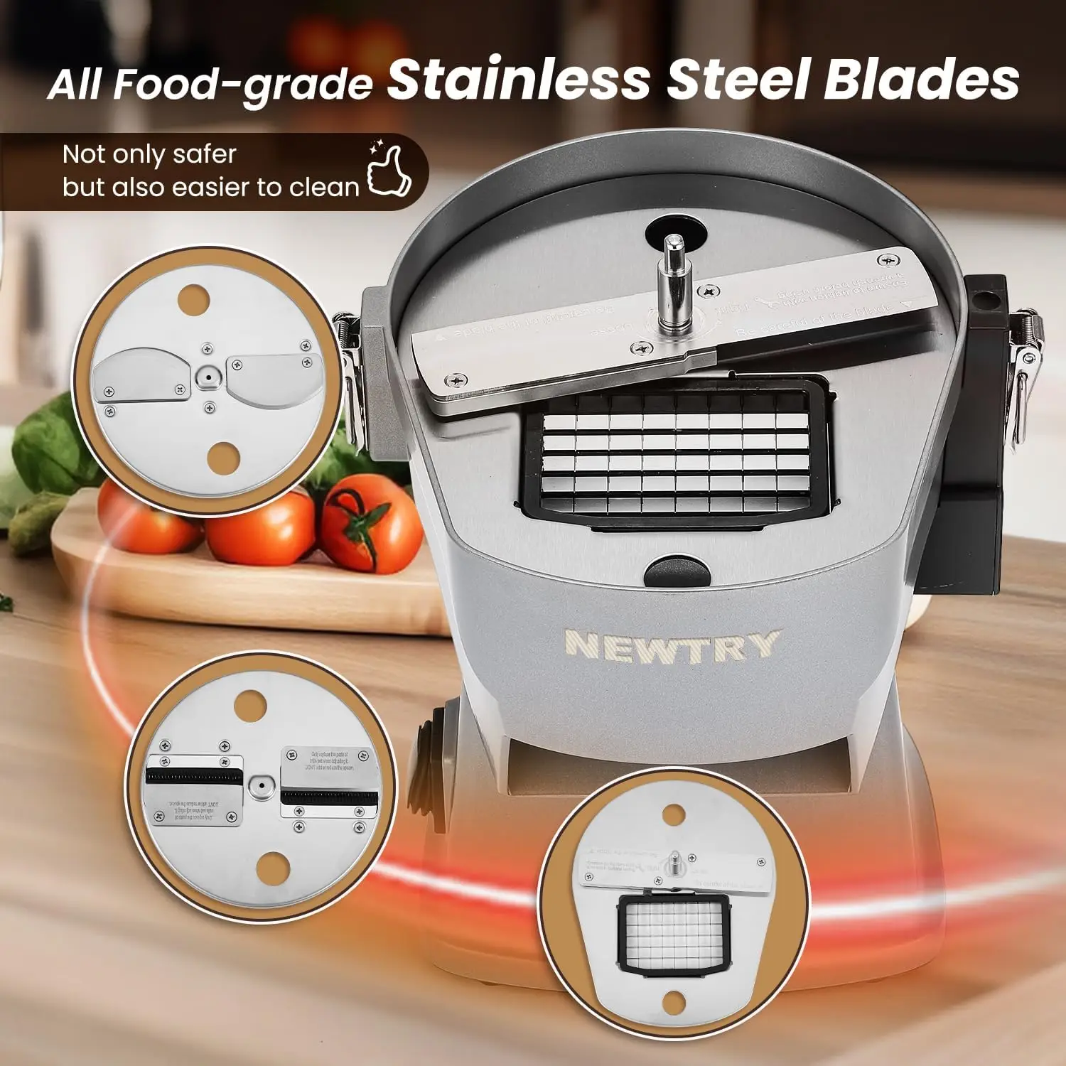 4 in 1 Electric Vegetable Slicer Dicer Shredder & Strip Cutter, Commercial Multifunctional Chopper for Veggies & Fruits,