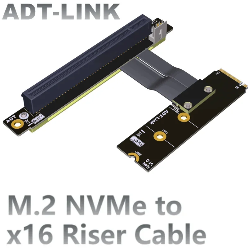 

M.2 NVMe M-Key To PCI Express x16 Extender Jumper For GPU Video Cards Turn 90 Right Angled PCIe x16 To M.2 SSD PCI-E Riser Cable