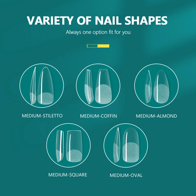 Nailpop 552pcs PRO 길이/중간/짧은 거짓 손톱 확장용 팁에 누르기 디자인이 있는 인공 손톱 네일 액세서리