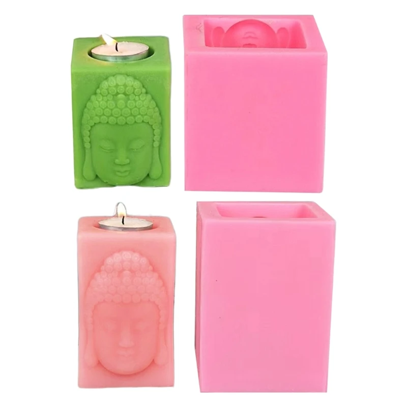 

Buddhas Statue Holder Silicone Mold 3D Candlestick with Relief Ornaments Casting Mould Resin Concrete Molds Decors