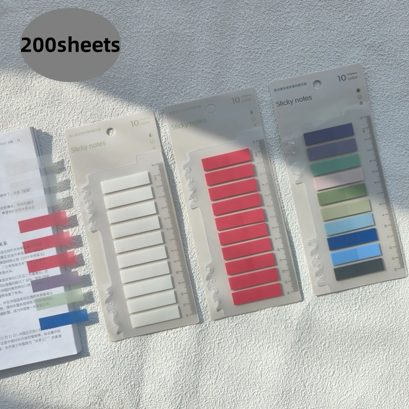 Transparent Sticky Notes Set - Self-Adhesive Annotation & Bookmark Memo Pads, 200 Sheets