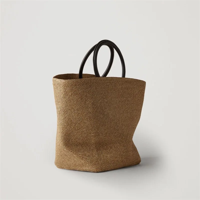 Borsa di paglia da donna borse da spiaggia della boemia borsa da spiaggia estiva in vimini fatta a mano borsa grande borsa a tracolla in Rattan borse a tracolla in Rattan coftu - immagine 5
