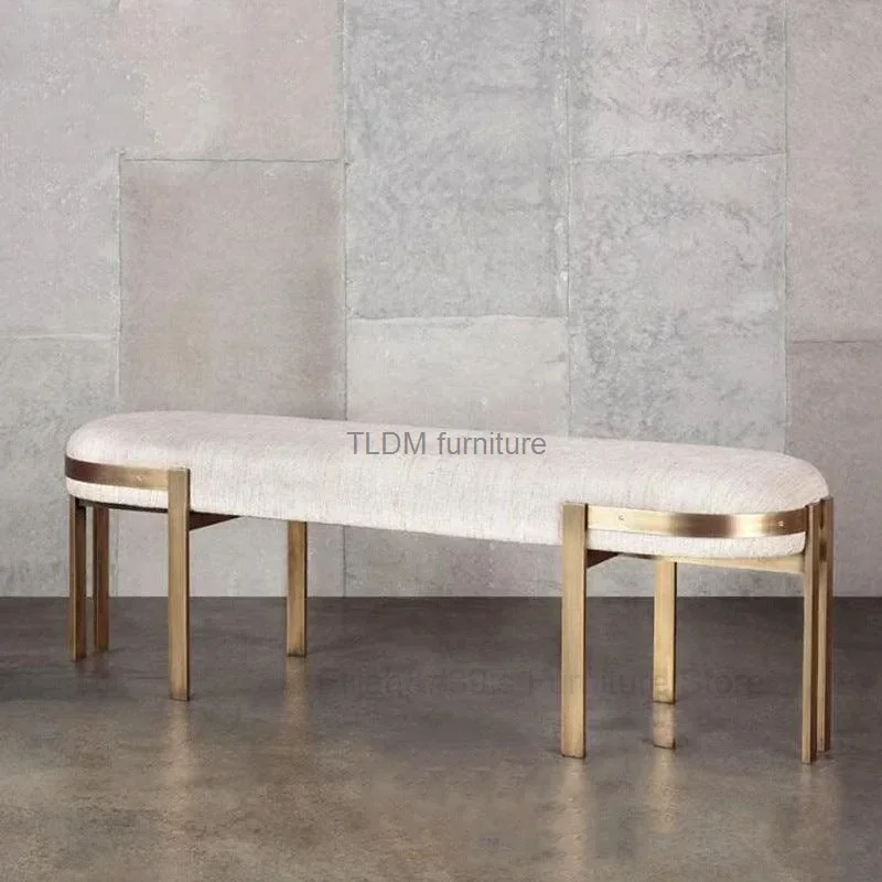 Luxury Designer Bed End Stools Hotel Bedroom Modern Living Room Ottomans Shoe Changing Stool Simple Footstool Entrance Bench