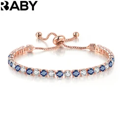 925 Sterling Silver 18K Rose Gold Multicolor Zircon Chain Bracelets For Women Lady Wedding Rainbow Crystal Charm Jewelry