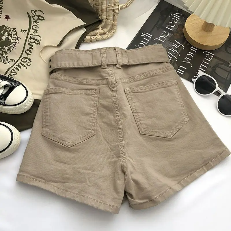 thumbnail image 4 of Faldas cortas de dos piezas falsas de diseñador para mujer, pantalones cortos con cinturón Y2K de cintura alta para otoño e invierno, prendas de vestir para mujer, pantalones cortos Cargo, 4 of 5