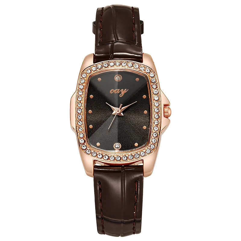 

Стильные кварцевые наручные часы с кожаным ремешком, элегантные женские часы, Роскошные браслеты, циферблат из нержавеющей стали, женские часы