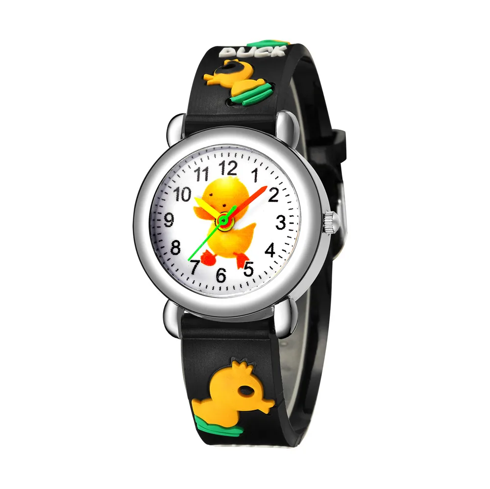 cute sweet silicone band Duck style Children's cartoon watch 4