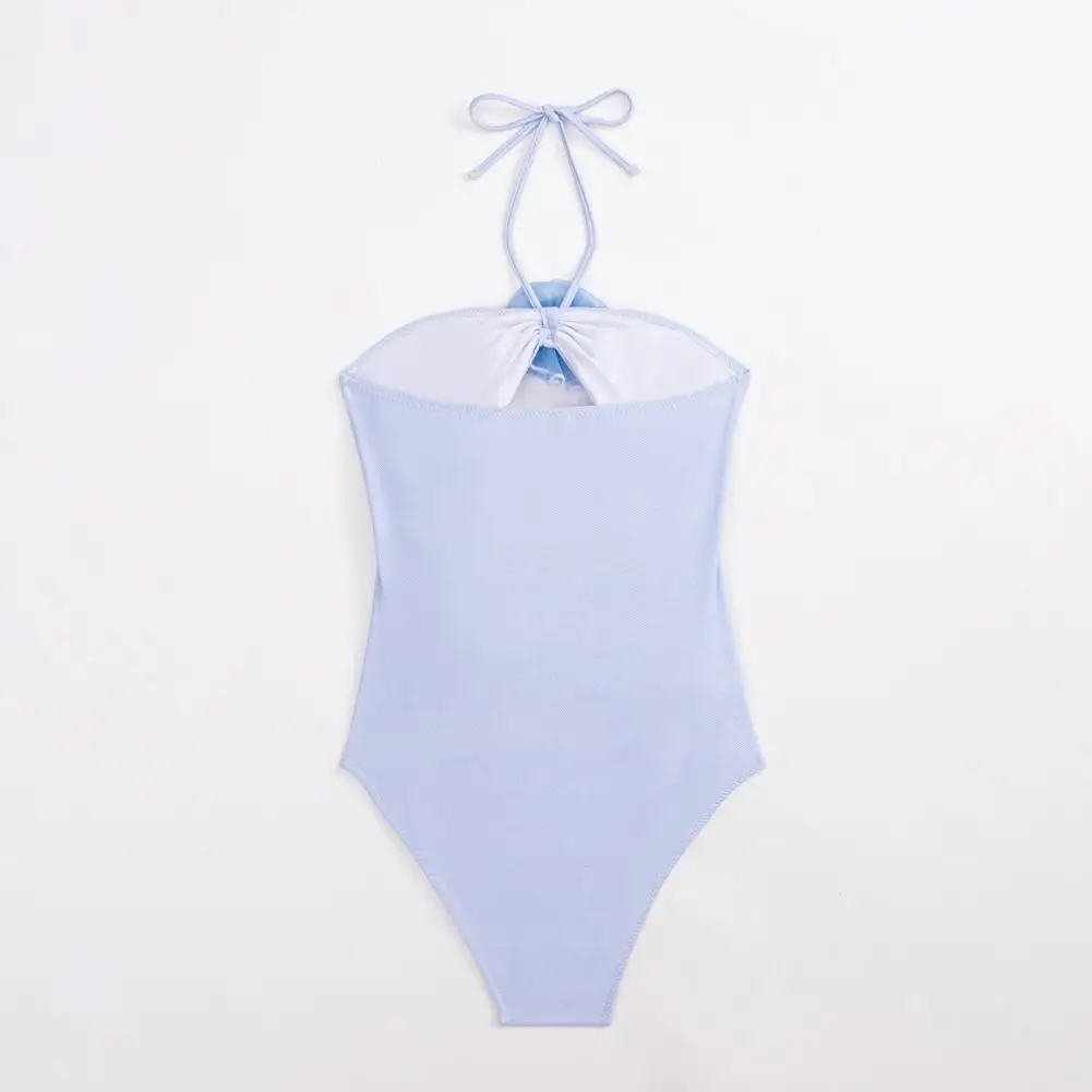 

Ажурный слитный купальник, стильный женский слитный купальник с 3d цветочным рисунком, бретелькой через шею и животом, сексуальный купальник для высоких