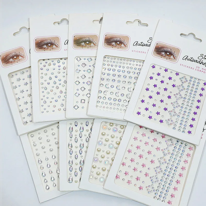 Karsyngirl 1 Sheet Eye Body Face Gems Jewels Rhinestone Stickers Self Adhesive Crystal Rainbow Makeup Diamonds Face Stick Gems