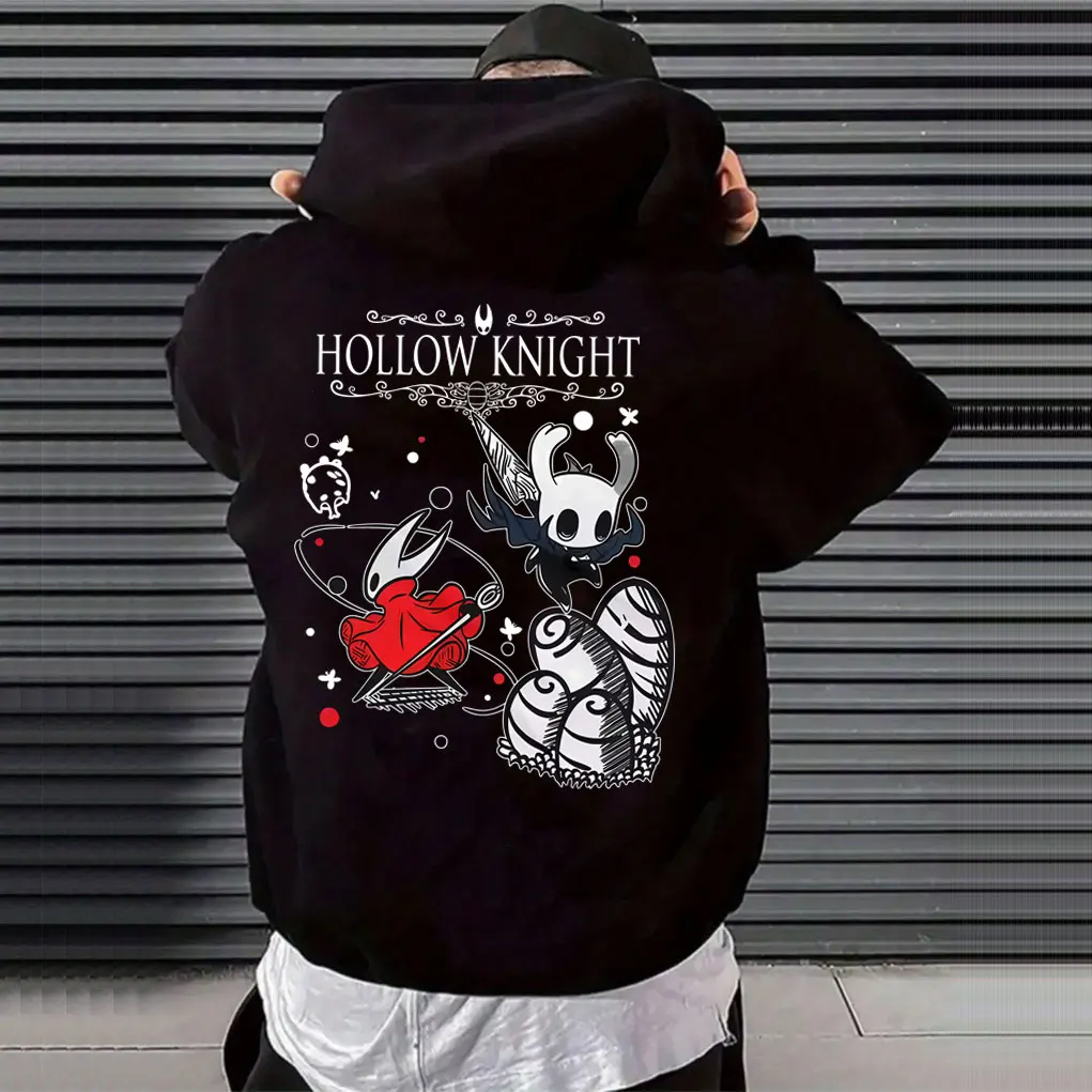 Hollow Knight Doppelseitiger Grafik-Hoodie für Männer und Frauen, Spiel-Liebhaber Pullover, Herren Mode Cartoon Übergroßer Kapuzenpullover Trainingsanzug