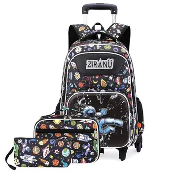 School Trolley Bag Sets Children Wheeled Backpacks for school Schoolbag on wheels astronaut School Wheeled backpack bag for boys 1