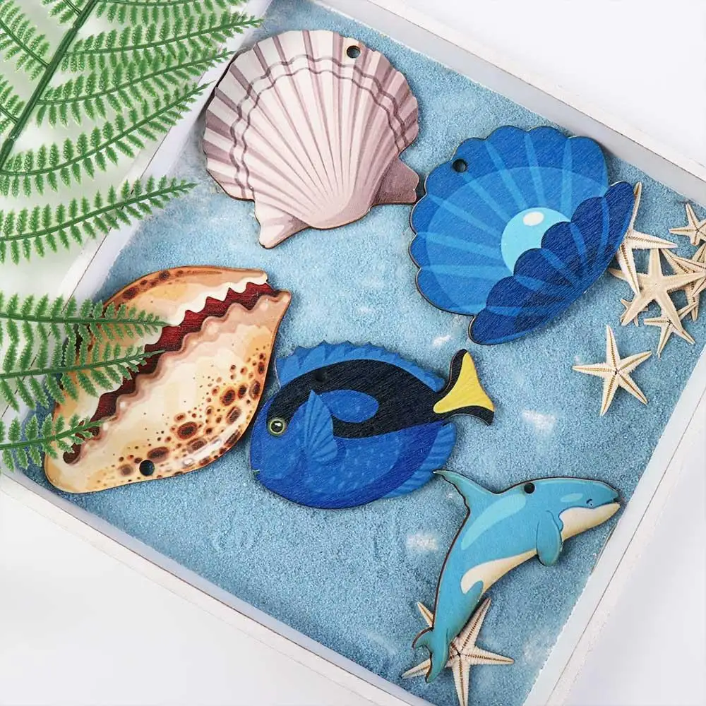 24 stücke Sommer hängende Dekorationen Ozean Tier Holz Ornamente Ozean-Themen Strand hängen Dekorationen Hawaii Party liefert – Detail 15