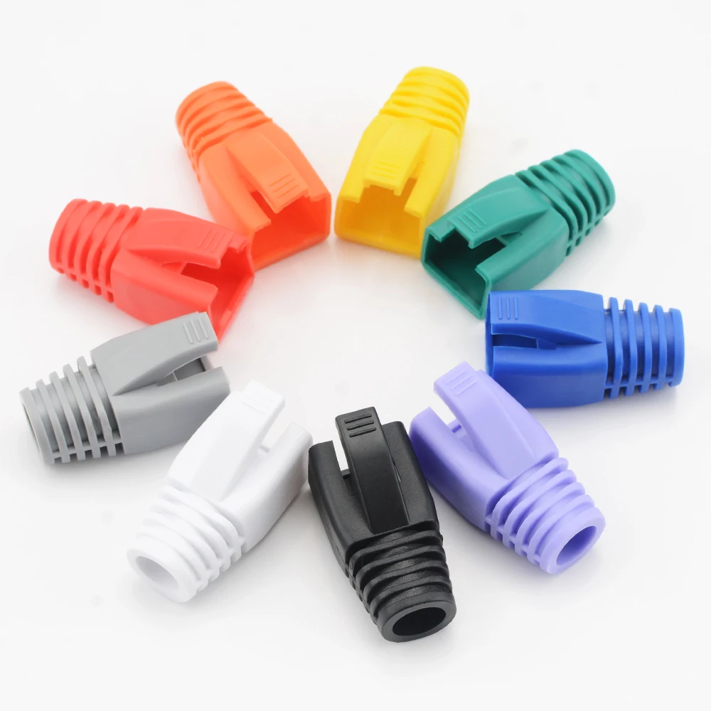 50pcs OD7.0 케이블 커넥터 플러그 커버 CAT6 CAT7 RJ45 이더넷 네트워크 케이블 10 색 스트레인 릴리프 부츠
