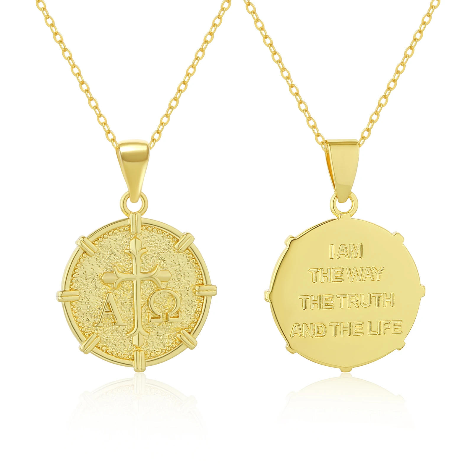 MHS.SUN Modische Designs, Medaillon-Kreuz-Anhänger-Halsketten, gold-/silberfarbene Kette, religiöser Schmuck für Damen und Herren