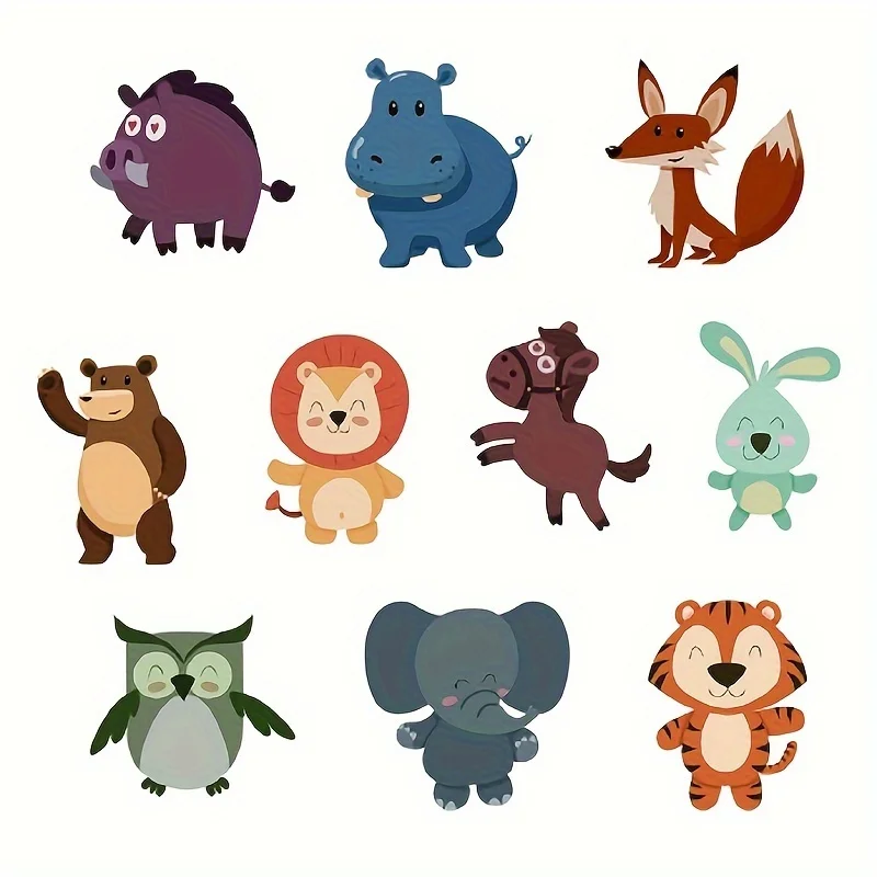 10pcs Animals Pattern Bathroom Bathtub None Slip Stickers Staircase Floor Mat Kids Room Self-adhesive Anti-skid Sticker