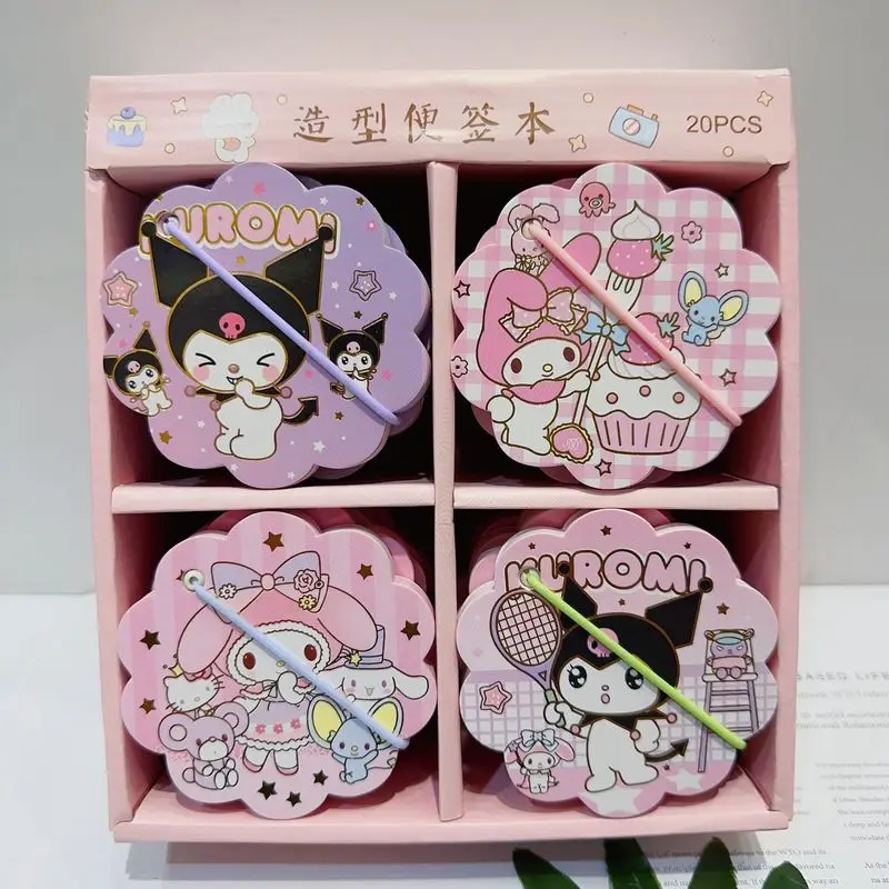 

20pcs/box Sanrio Mini Notebook Kawaii Kuromi Melody Cartoon Portable Notepad Color Hand Account Diary Girl Heart Gift Wholesale