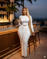GLCMYAYA mode froncé femmes robe ensemble haut court et moulante jupes longues costume 2026 printemps rue Sexy deux 2 pièces ensemble tenue 3