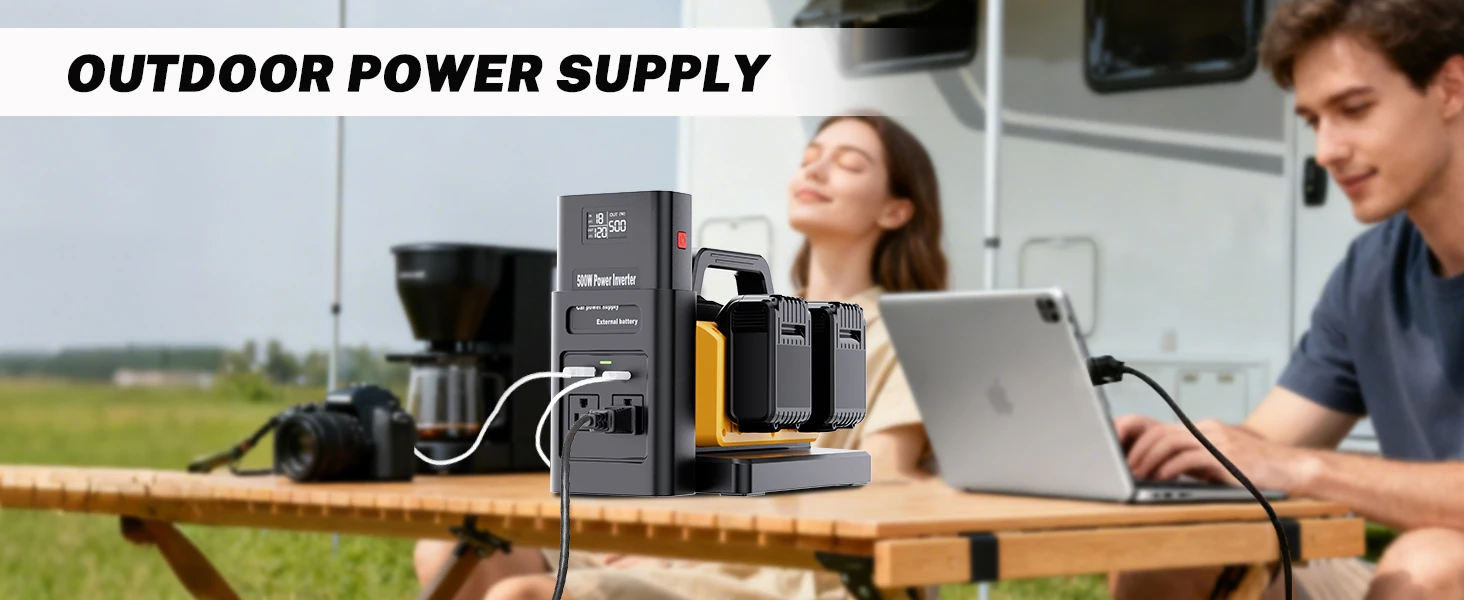 2 in 1 500W Power Inverter Battery Charger Compatible with Dewalt 20V Battery Ge