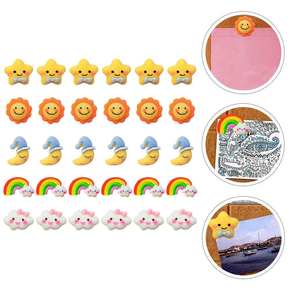 30개 벽걸이용 핀 장 헤더핀 금속 레진 독특한 모양 코르크보드 메모 여행 지도..