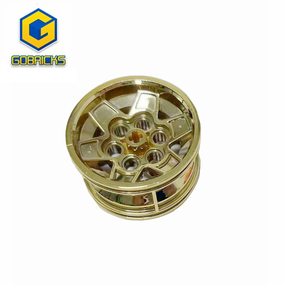 Gobricks 타이어 도금 휠 허브 43.2mm D. x 26mm 호환 레고 56908 빌딩 블록 기술 액세서리 Brick MOC Technical