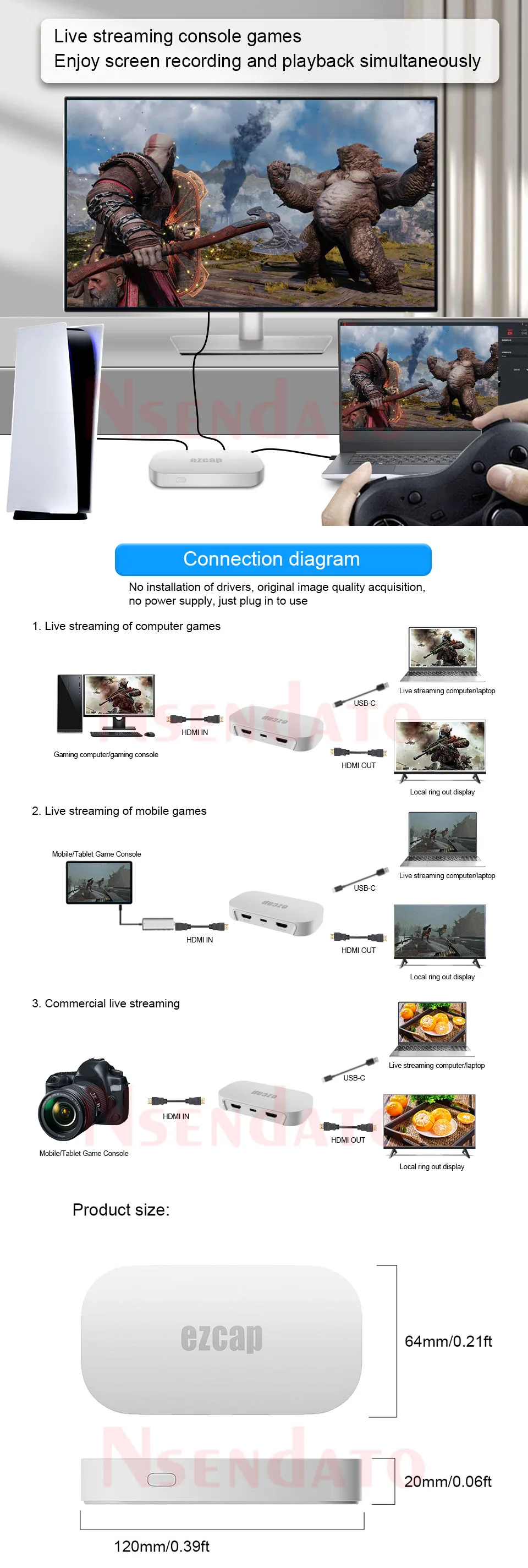 Ezcap382 GameLink Neo Pro 4K 60fps HDMI USB C HDR Game Video Capture Grabber Car