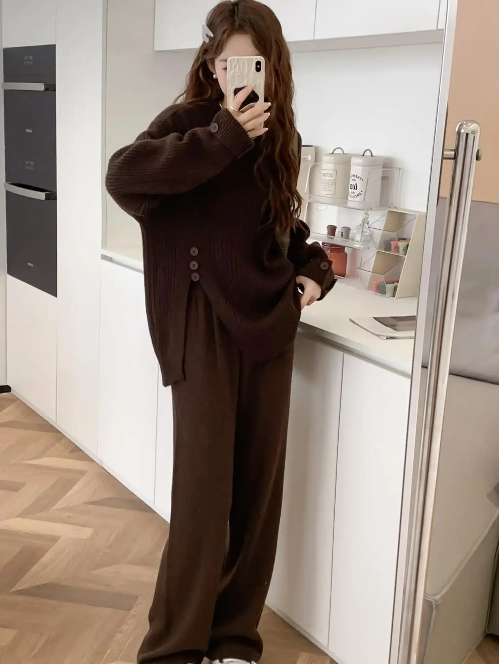 Women's Knitted 2-Piece Set Tracksuit Autumn Winter O-neck Pullover Sweater Wide Leg Pants Harajuku Warm Solid Casual Suit New