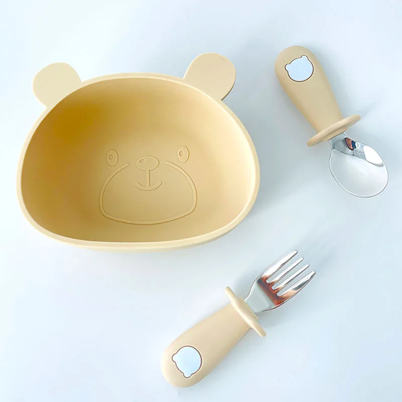 Baby Cartoon Tableware Set Children Utensil Stainless Steel Toddler Dinnerware Cutlery Cartoon Infant Food Feeding Spoon Fork 2