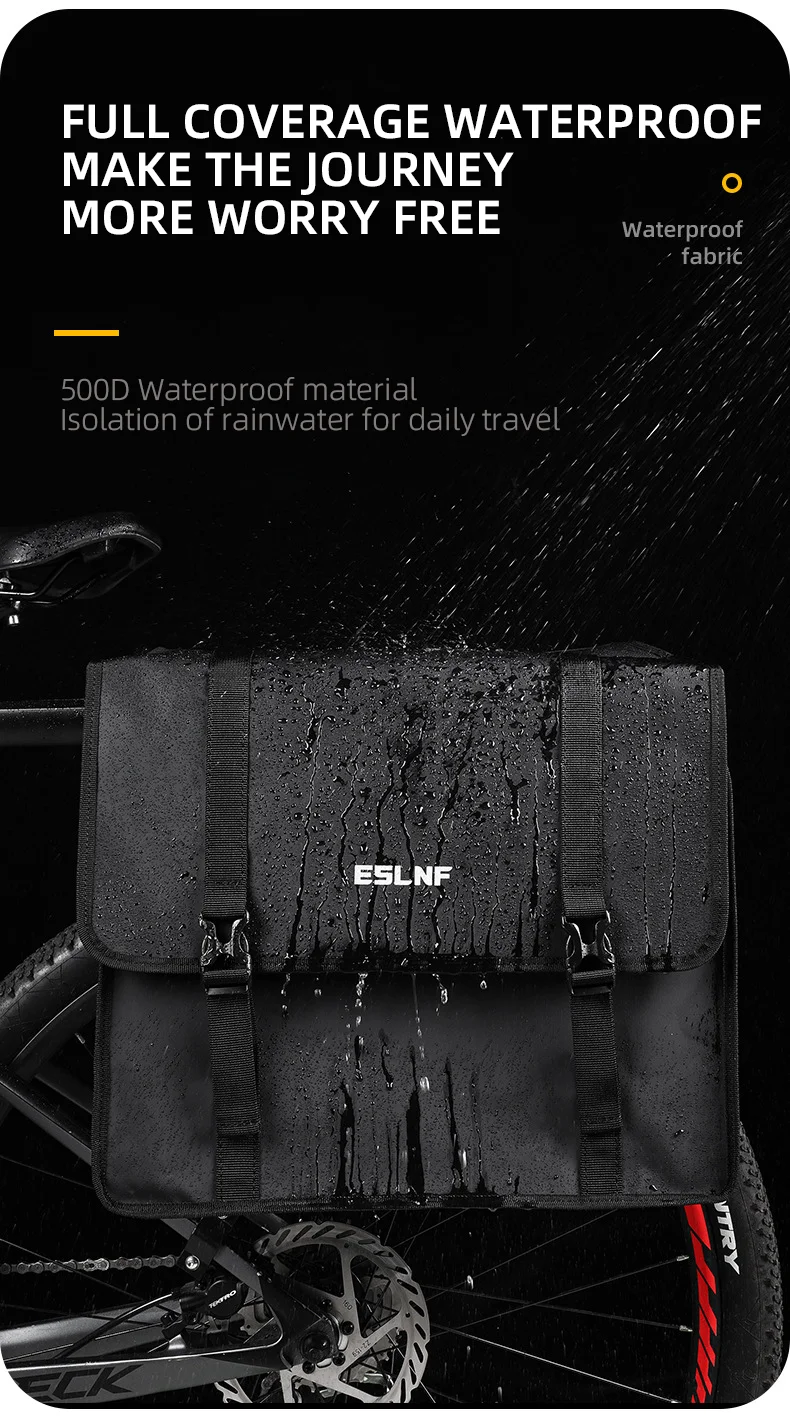 Fahrrad-Hecktasche, hintere Tasche, 45 l, großes Fassungsvermögen, wasserdicht, für Mountainbike, Rennrad, hintere Regaltasche, Fahrradausrüstung – Detail 4