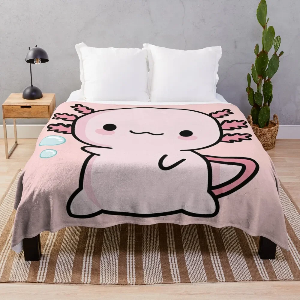 

Cute Axolotl Salute Throw Blanket valentine gift ideas manga Cute Plaid Blankets
