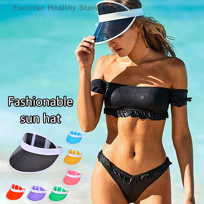 Summer Sun Hat Transparent Visor Clear Plastic PVC Anti-UV Sunscreen Cap Sunshade Hat Outdoor Fashion Baseball Hats Beach
