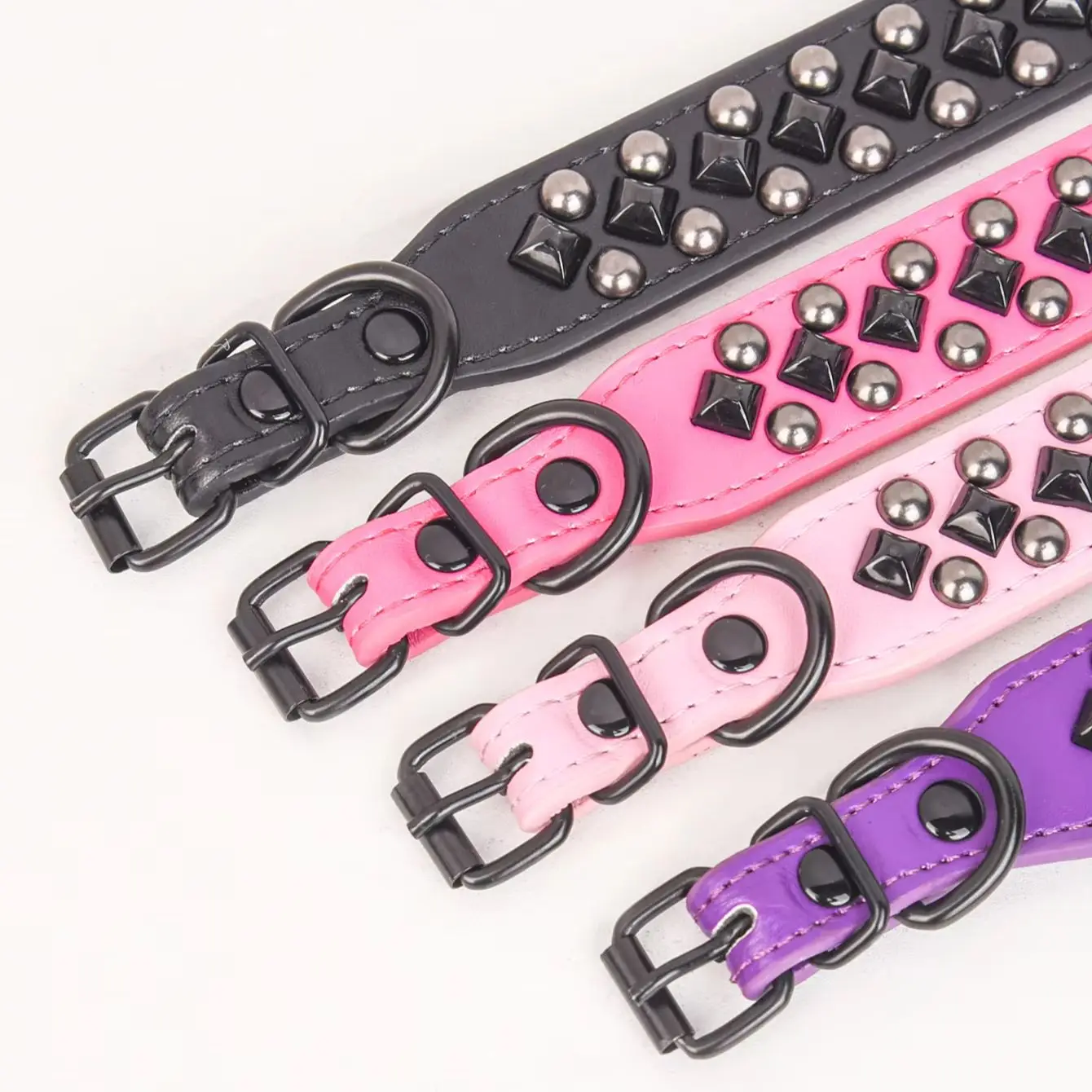 ECP037 durable pu leather pet dog collar metal nail buckle accessories neck protective collar for dogs dog collar pet collar