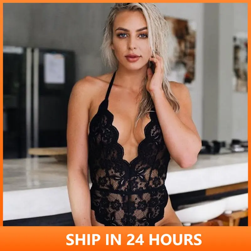 

Sexy Women Lingerie Solid Lace See-through Backless Erotic Underwear Bodysuit Sleepwear Hot Exotic Intimate 2